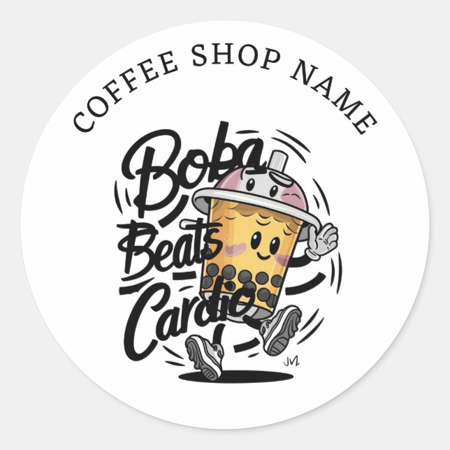 Boba Beats Cardio funny Brand name sticker (Front)
