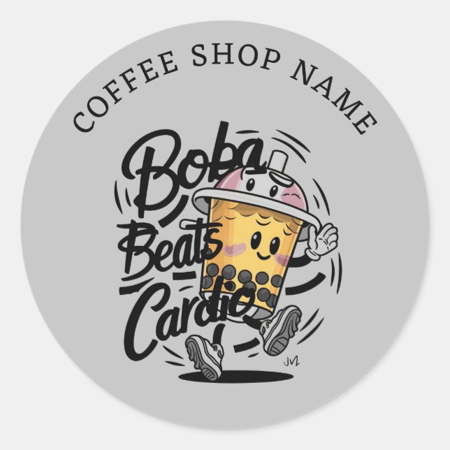 Boba Beats Cardio funny Brand name sticker (Front)