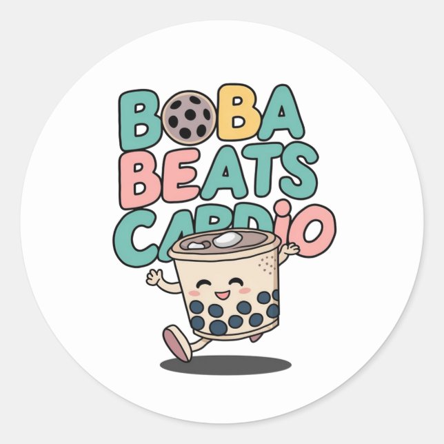 Boba Beats Cardio funny sticker (Front)