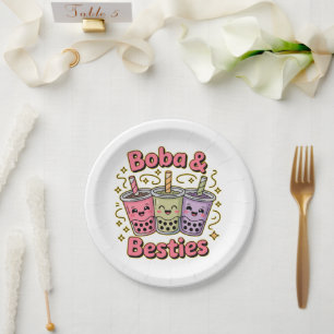 BOBA & Besties Vibes – Perfect for Boba Tea Lovers Paper Plate
