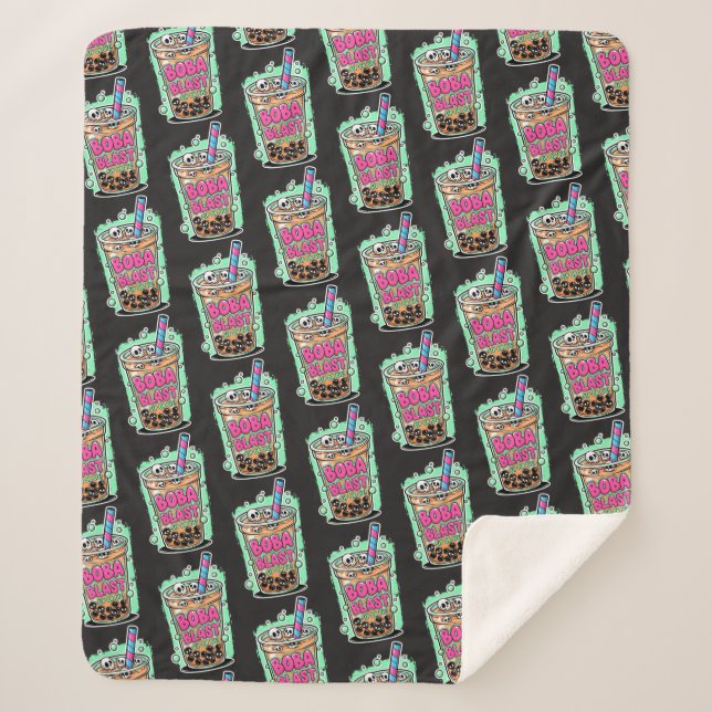 Boba Blast – Sip or Die! Sherpa Blanket (Front)