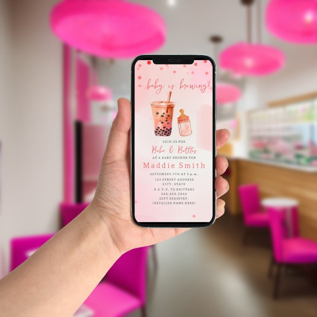Boba & Bottles Baby is Brewing Bubble Tea Shower   Invitation (Creator Uploaded)