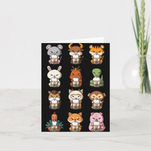 Boba Bubble Milk Tea Chinese Zodiacs Animal Lunar Card