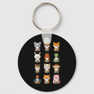 Boba Bubble Milk Tea Chinese Zodiacs Animal Lunar  Key Ring