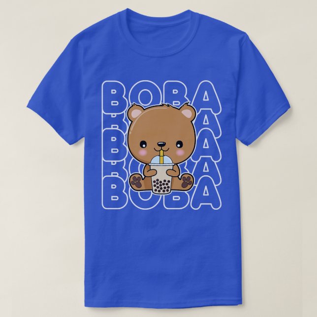 Boba Bubble Milk Tea Cute Anime Bear Teens Girls   T-Shirt (Design Front)