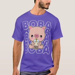 Boba Bubble Milk Tea Cute Anime Kawaii Pig Piggy T T-Shirt