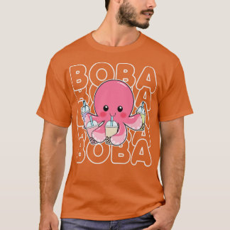 Boba Bubble Milk Tea Kawaii Octopus Pink Teens Gir T-Shirt