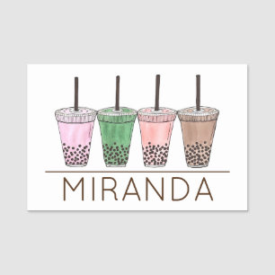 Boba Bubble Tapioca Pearl Milk Tea Shop Drinks Name Tag