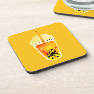 Boba Bubble tea art illustration Coaster