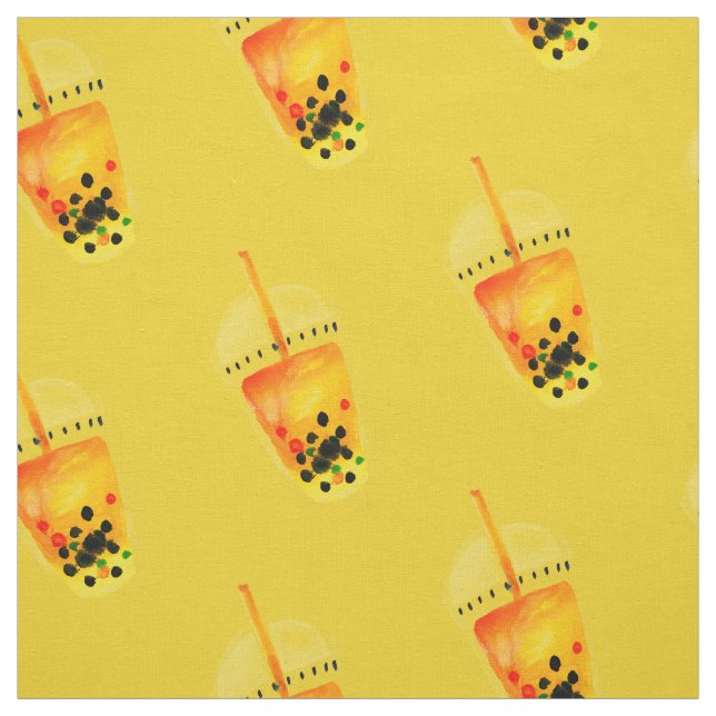 Boba Bubble tea art illustration Fabric (Swatch)
