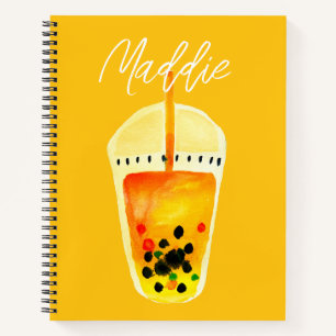 Boba Bubble tea art illustration Notebook