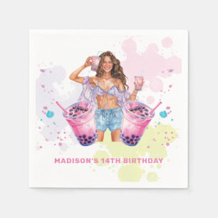 Boba Bubble Tea Birthday Personalized Napkin