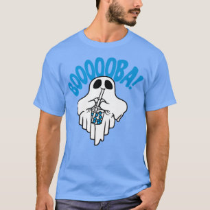 Boba Bubble Tea drinking Ghost Funny Boooooba Hall T-Shirt