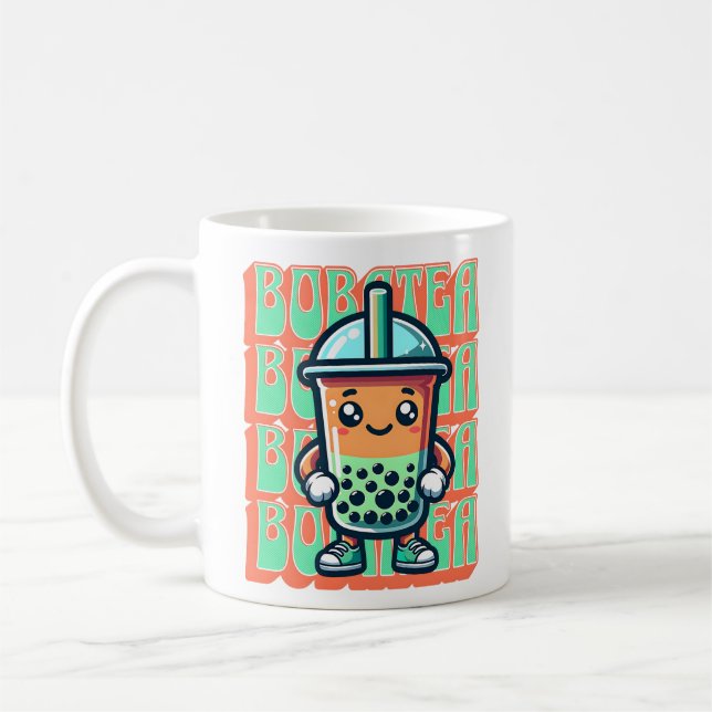 Boba Bubble Tea Kawaii Cute Cartoon Coffee Mug (Left)