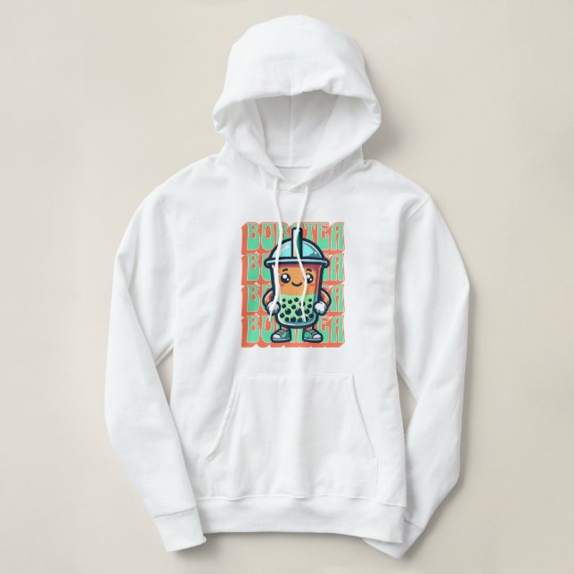 Boba Bubble Tea Kawaii Cute Cartoon Hoodie (Design Front)