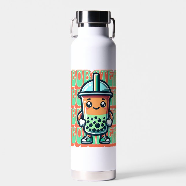 Boba Bubble Tea Kawaii Cute Cartoon Water Bottle (Front)