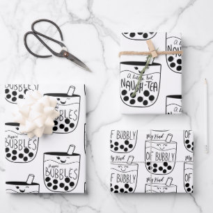 Boba Bubble Tea Naughty Bachelorette  Wrapping Paper Sheet
