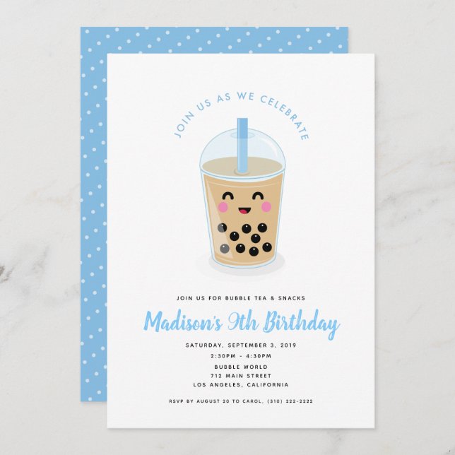 Boba Bubble Tea Party Invitation (Front/Back)