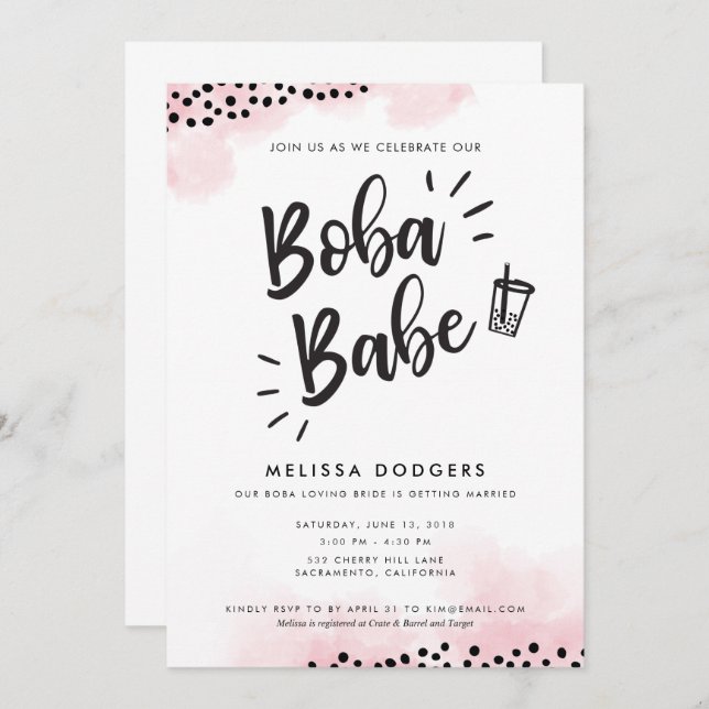 Boba Bubble Tea Party Invitation (Front/Back)