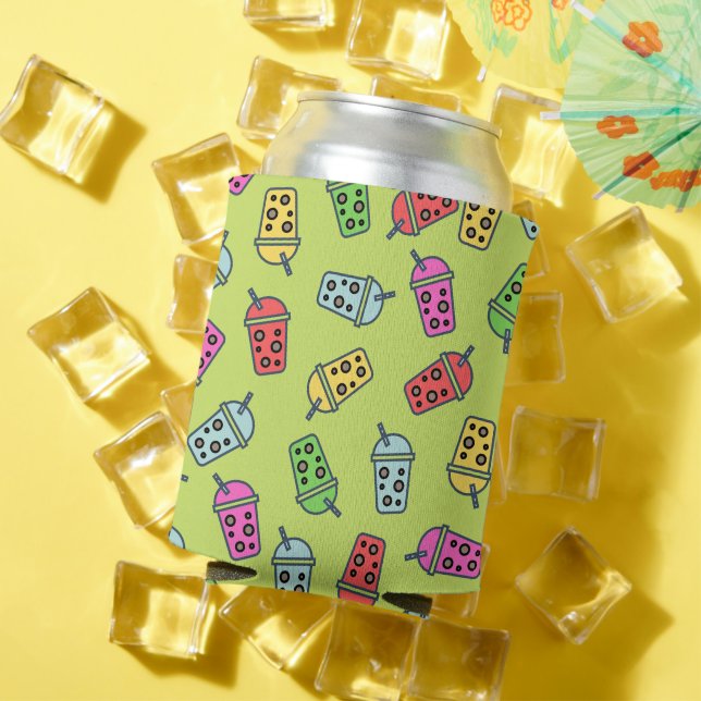 Boba Bubble Tea Pattern Can Cooler (In Situ Summer)