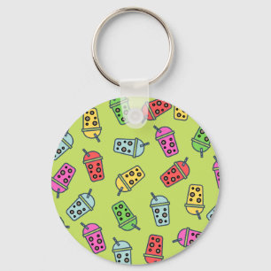 Boba Bubble Tea Pattern Key Ring