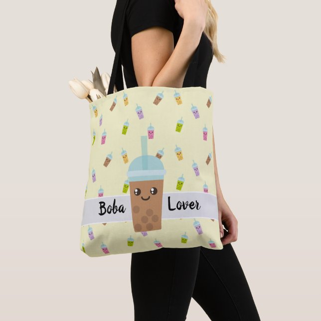 Boba Bubble Tea Tapioca Milk Tea Drink Lover Tote Bag (Close Up)