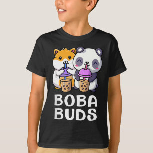 Boba Buds Kawaii Cute Bubble Tea Hamster Matching  T-Shirt