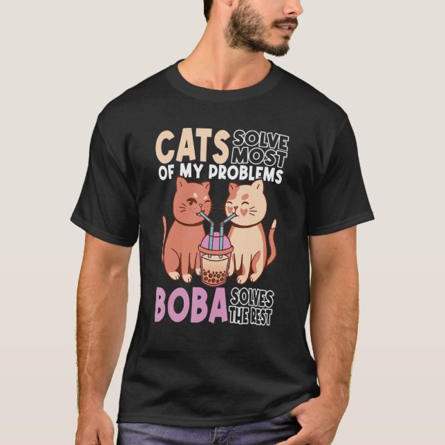 Boba Cat Boba Tea Cat T-Shirt (Front)