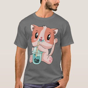 Boba Cat Tea Bubble Tea Anime Kawaii Neko Kids Tee