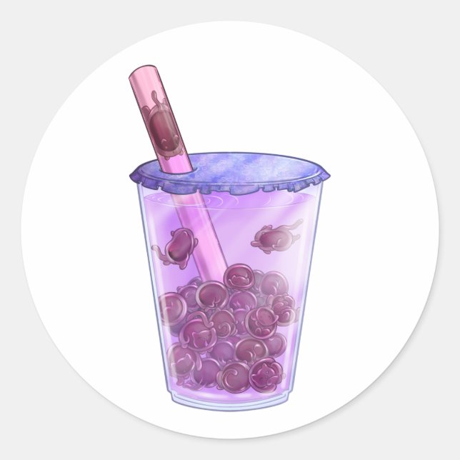 Boba Cats Classic Round Sticker (Front)