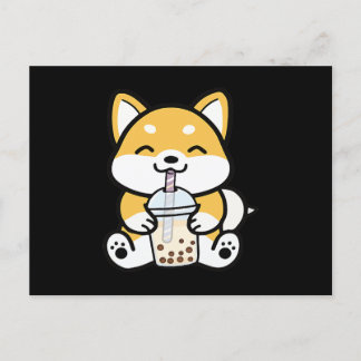 Boba Corgi, Corgi Boba, Boba Shiba, Shiba, Corgi Invitation Postcard