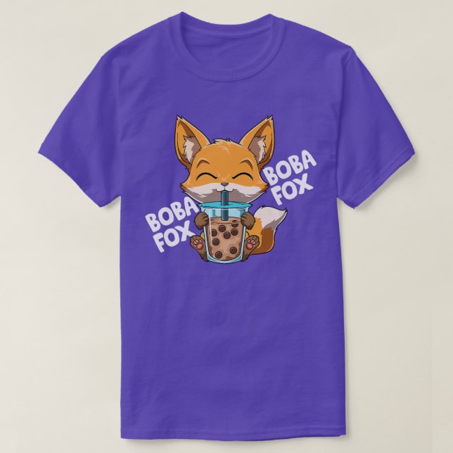 Boba Fox Funny Kawaii Bubble Tea  122 T-Shirt (Design Front)