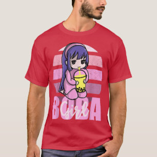 Boba Girl Kawaii Anime Retro strawberry Sunset Gir T-Shirt