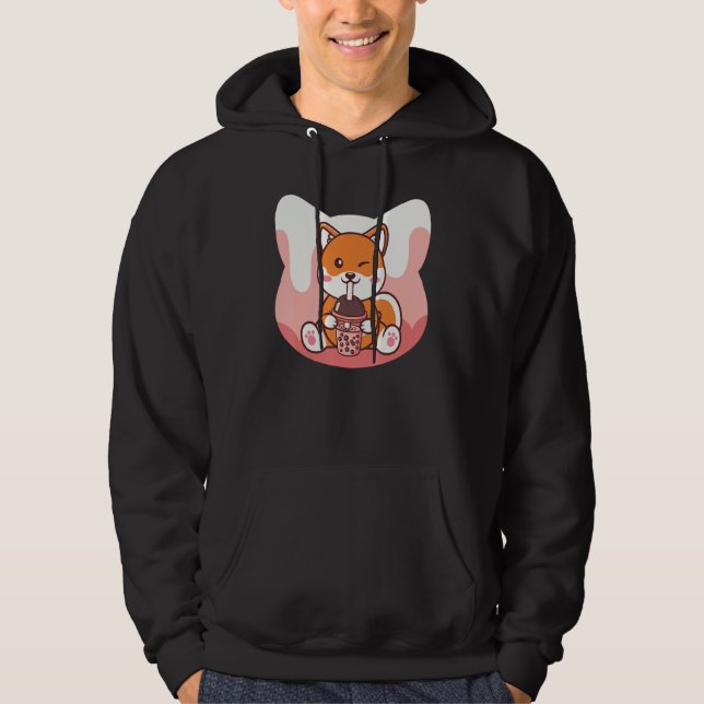Boba Milk and Corgi Dog Hoodie (Front)