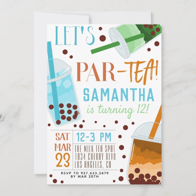 Boba Milk Par-Tea Birthday Invitation (Front)