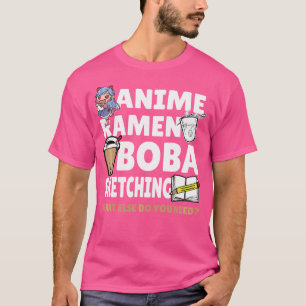 Boba Milk Tea Anime Ramen Boba Sketching Bubble Te T-Shirt