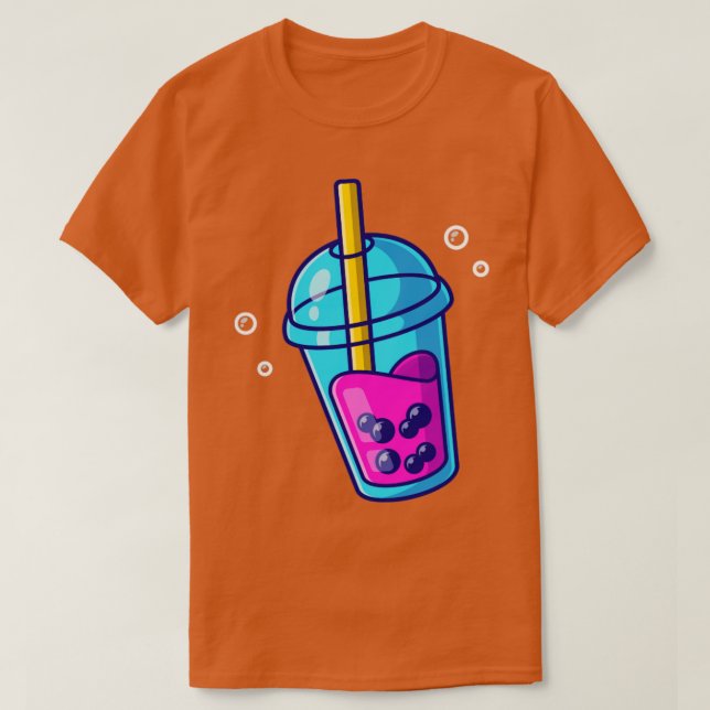 Boba Milk Tea Cartoon T-Shirt (Design Front)