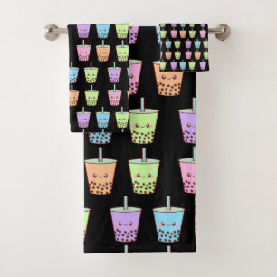 Boba Milk Tea Flavours Bath Towel Set