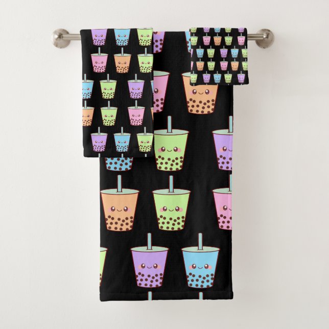  Boba Milk Tea Flavours Bath Towel Set (Insitu)