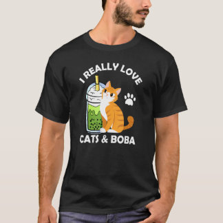 Boba Milk Tea I Really Love Cats & Boba Teen Cloth T-Shirt