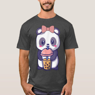 Boba Panda Drinking Cute Kawaii Japanese  T-Shirt
