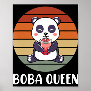 Boba Queen Bubble Tea Japanese Cute Panda Anime Ka Poster