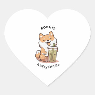 Boba Shiba Boba Shiba Boba Shiba 3 Heart Sticker