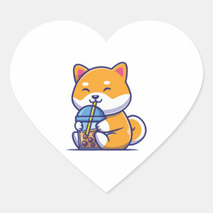 Boba Shiba Boba Shiba Boba Shiba 4 Heart Sticker
