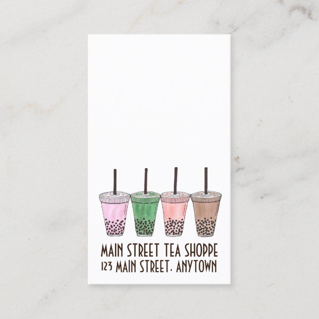 Boba Taiwanese Bubble Tea Shop Teahouse Café Cups Business Card (Front)