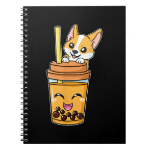 Boba Tapioca Pearls Bubble Milk Tea Drink Corgi Notebook