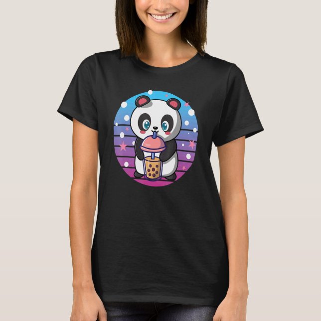 Boba Tapioca Pearls Bubble Milk Tea Drink Panda  K T-Shirt (Front)