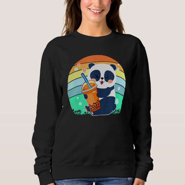 Boba Tapioca Pearls Bubble Milk Tea Drink Panda  R Sweatshirt (Front)