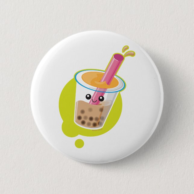 Boba Tea 6 Cm Round Badge (Front)