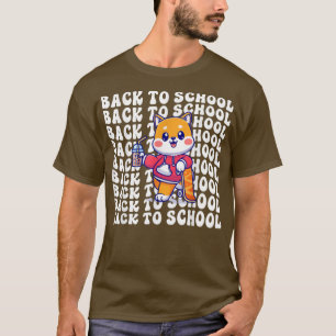 Boba Tea Back To School Shiba Inu Happy First Day  T-Shirt